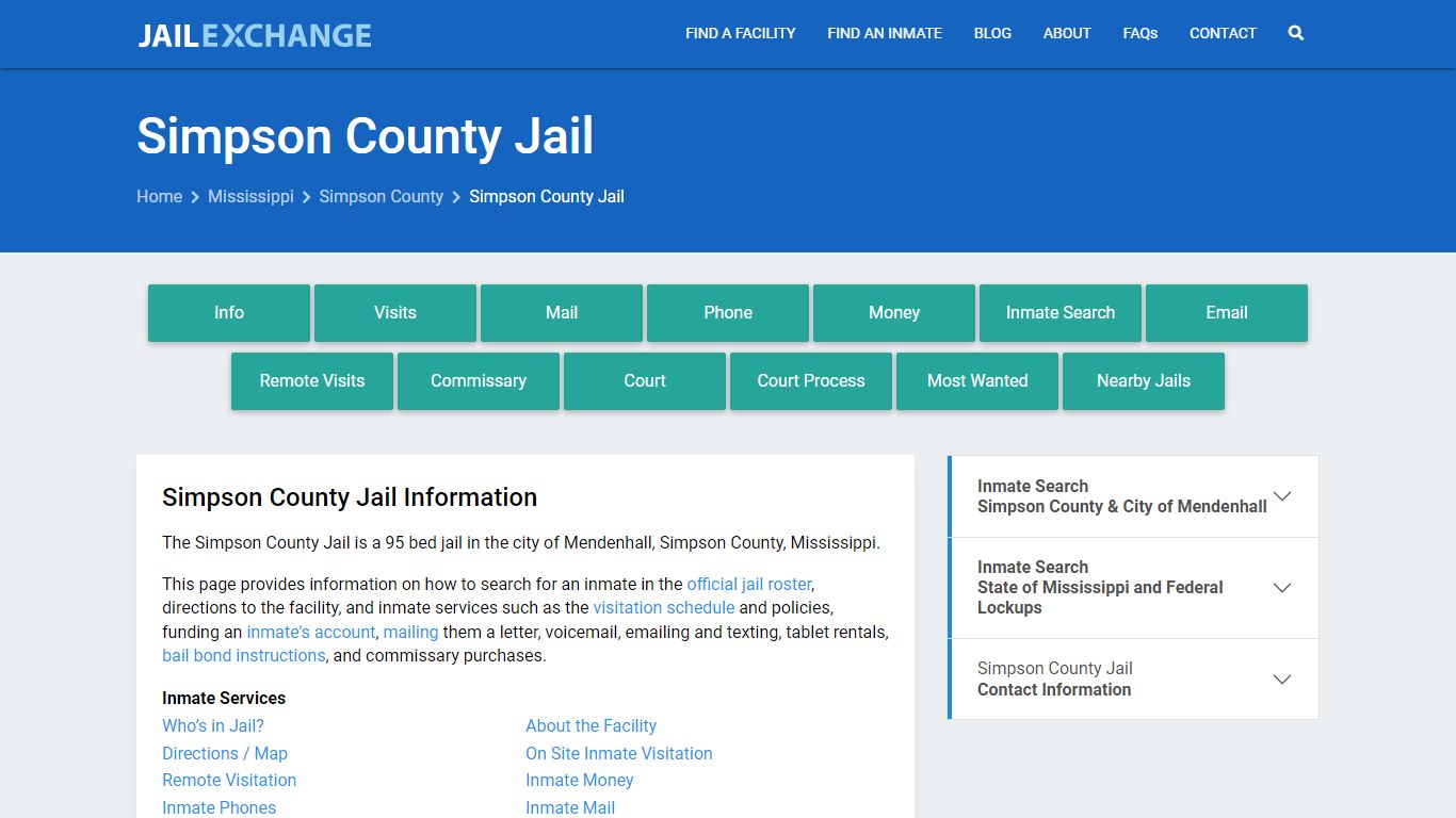 Simpson County Jail, MS Inmate Search, Information