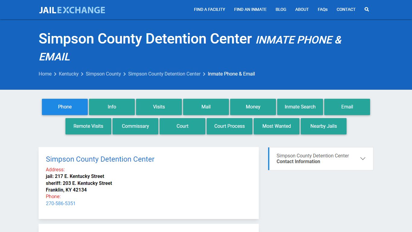 Inmate Phone - Simpson County Detention Center, KY - Jail Exchange