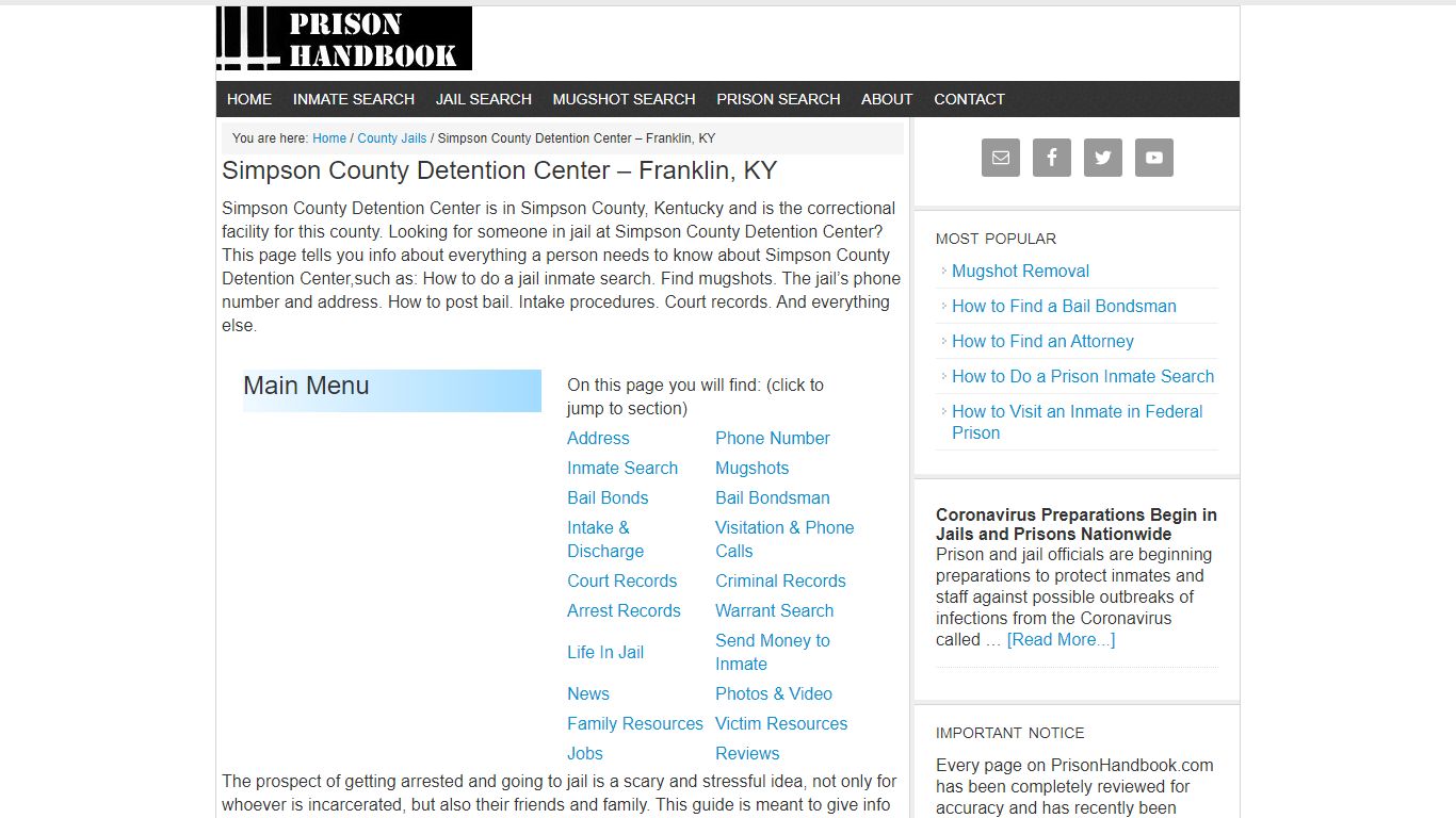 Simpson County Detention Center – Franklin, KY - Prison Handbook