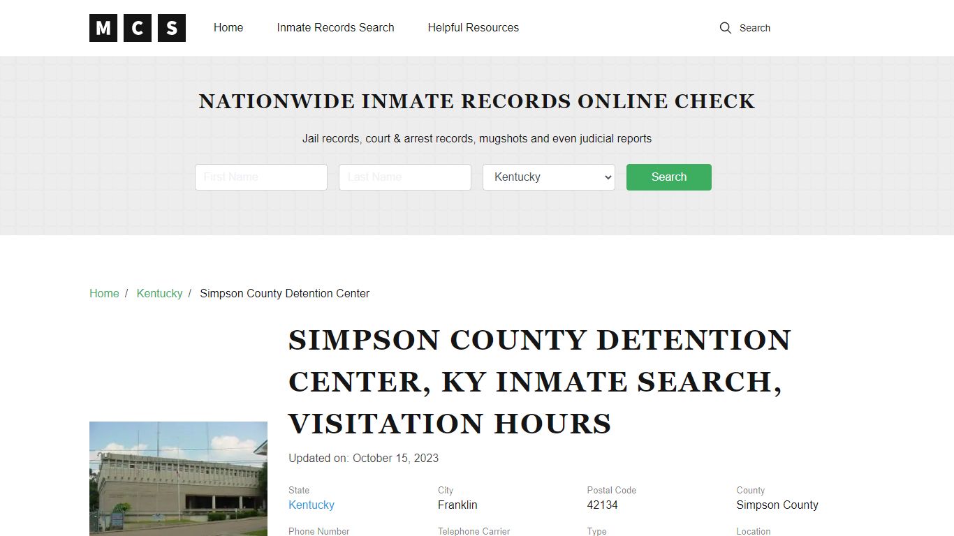 Simpson County, KY Jail Inmates Search, Visitation Rules
